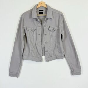 Tiger Of Sweden Grey Denim Short Cropped Button Front Jacket Coat Women's Large